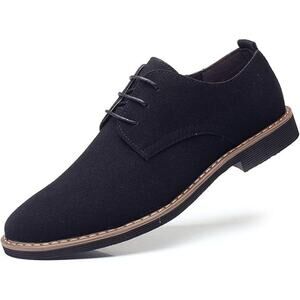 Dadawen Mens Size 10 Black Suede Low Heel Lace Up Oxford Dress Loafer Shoes
